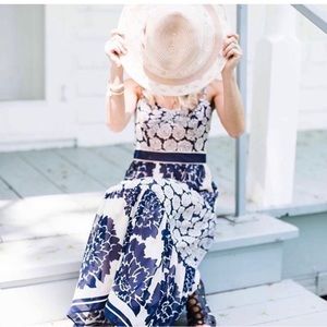 Eliza J Floral Navy and Pale Pink Maxi size 2